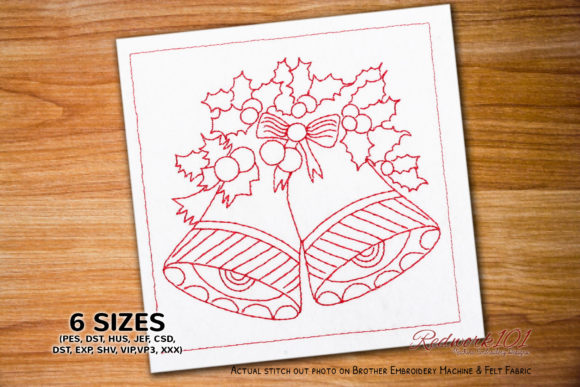 A Festive Redwork Bell for Holiday Craft Fair Sales