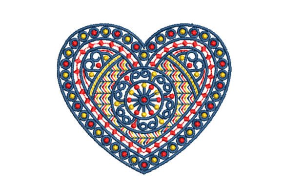 Decorative Heart Embroidery Design for Boutique Apparel