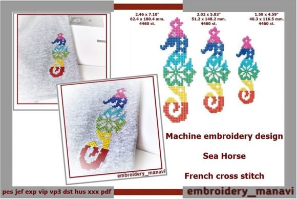 Design Review: Sea Horse French Cross Stitch Embroidery
