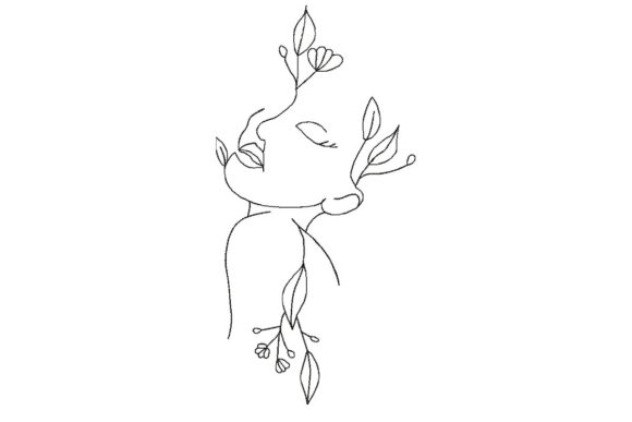 Seasonal Elegance: The Beautiful Woman Flower Embroidery Design