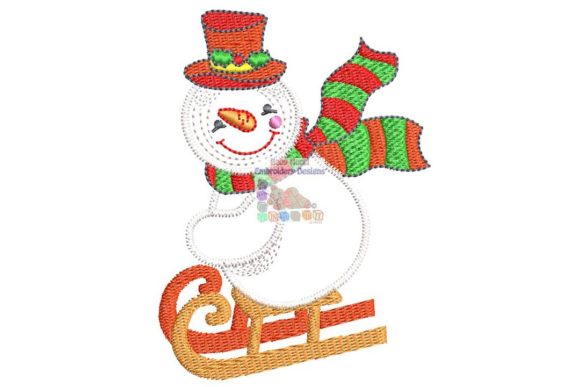 Snowman Sled Skiing: An Embroidery Designer's Review for Boutique Apparel